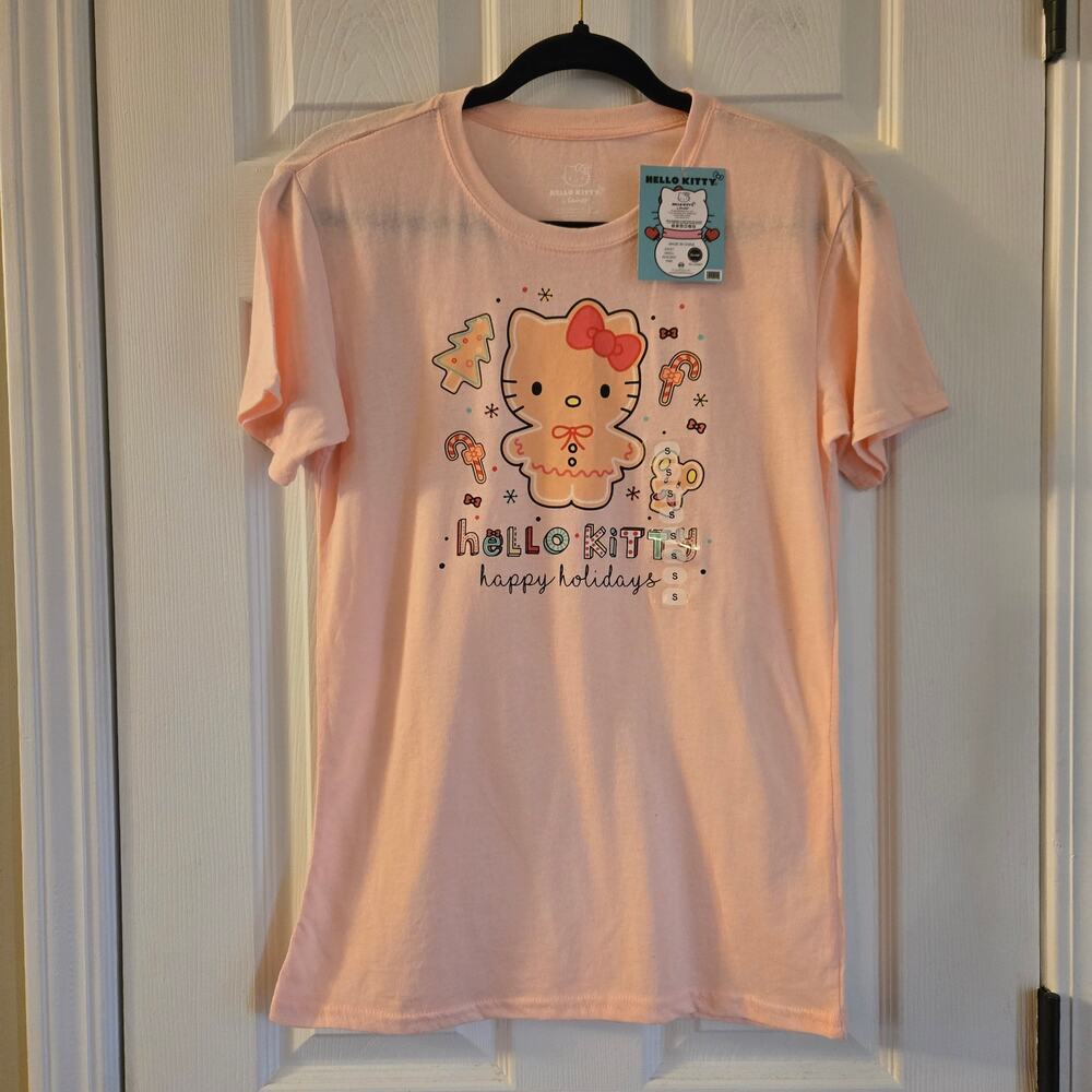 Hello Kitty Women's Short Sleeve T-Shirt Size Small NWT Pink Holiday Christmas